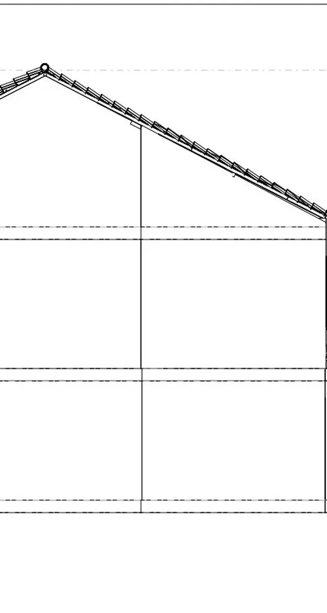 Elevation of a two-storey house with its roof