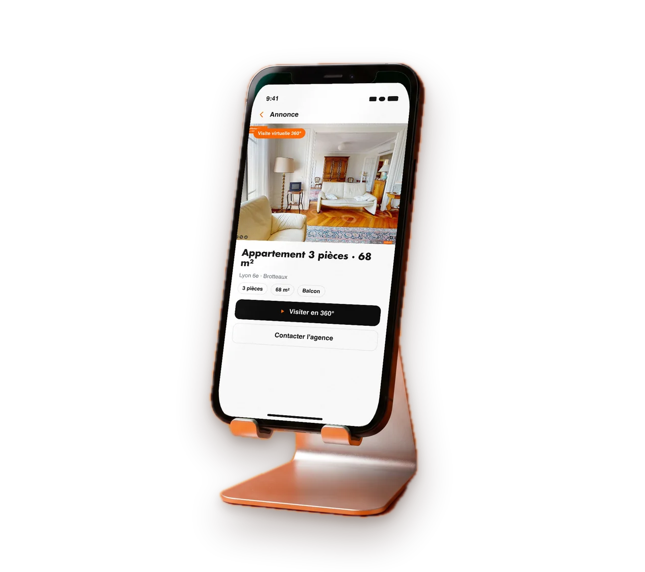 Smartphone showing a listing with its ‘360° tour’ button