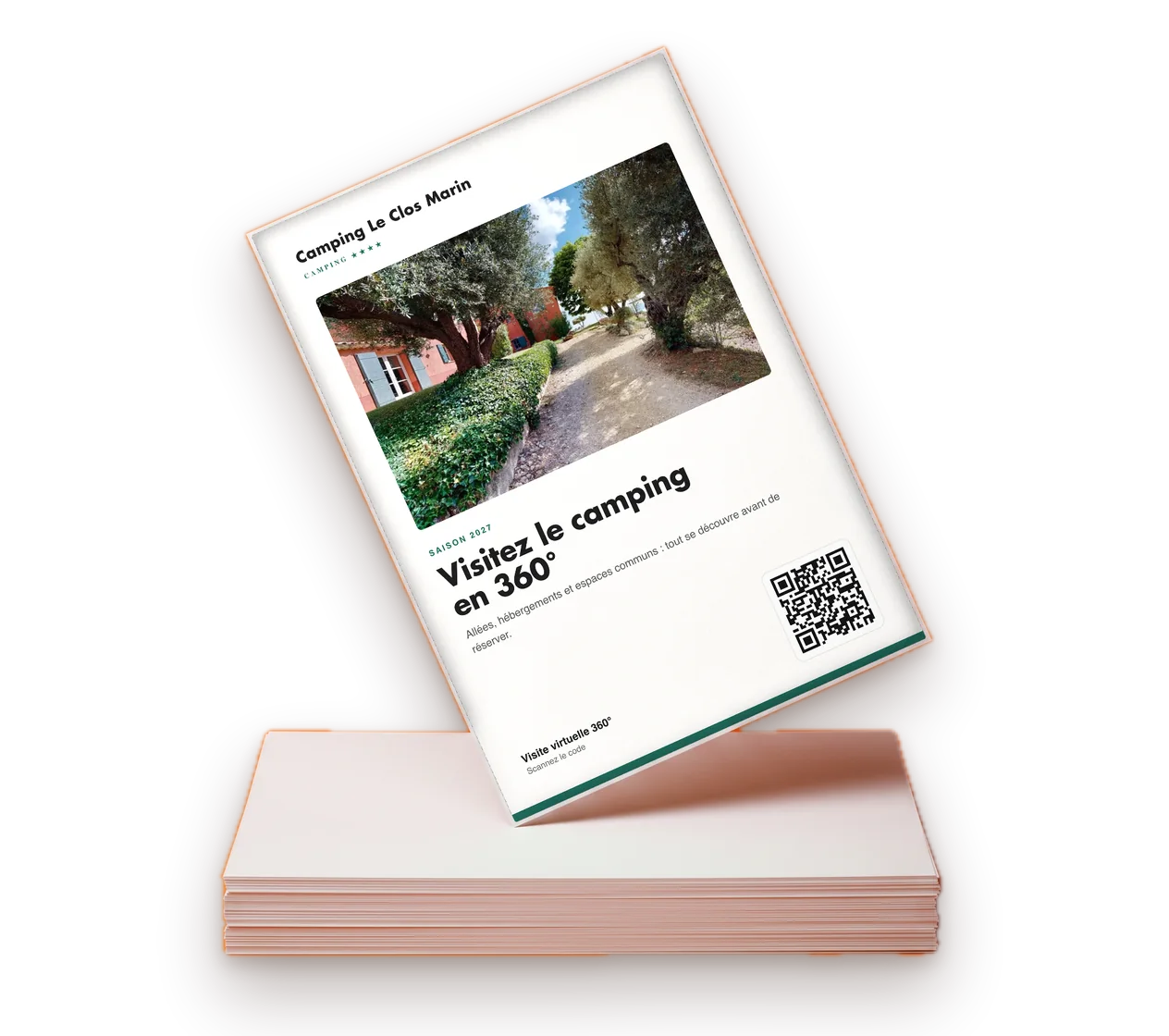 Brochure imprimée avec un code QR vers la visite virtuelle