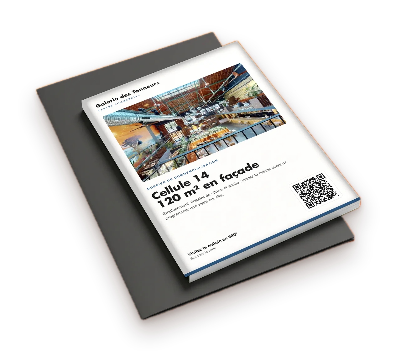 Dossier de présentation imprimé avec un code QR vers la visite virtuelle