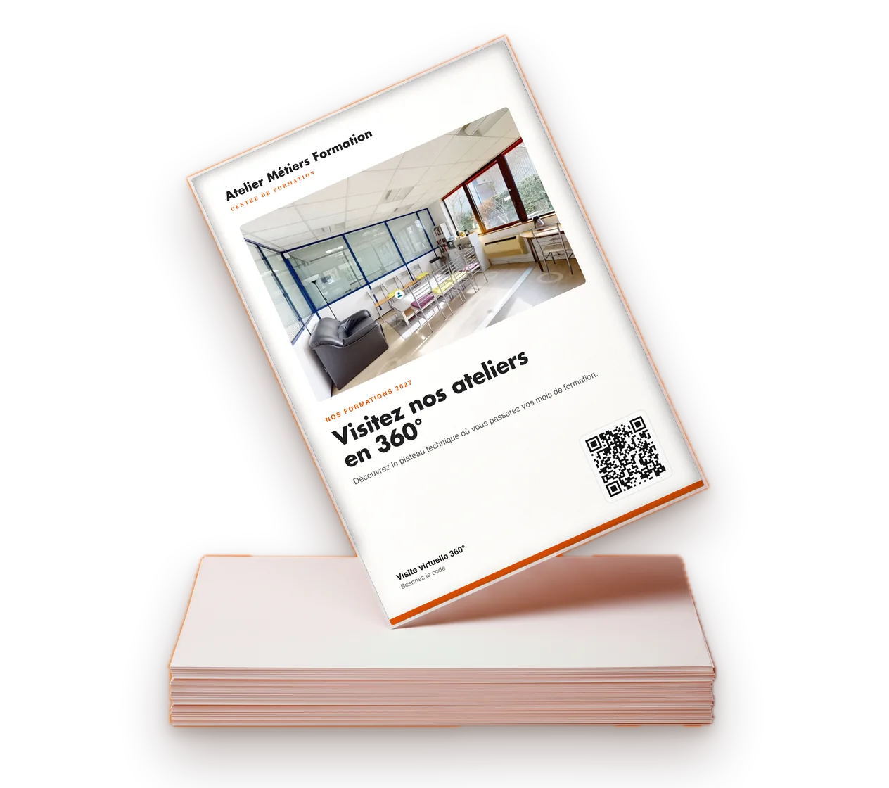 Brochure imprimée avec un code QR vers la visite virtuelle