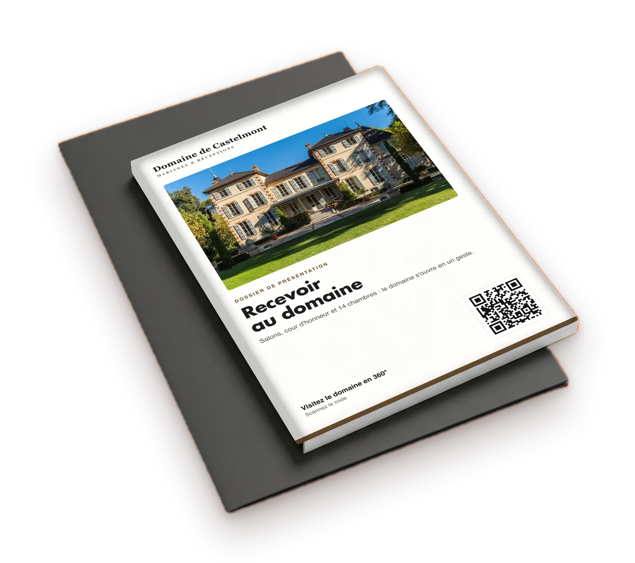 Dossier de présentation imprimé avec un code QR vers la visite virtuelle