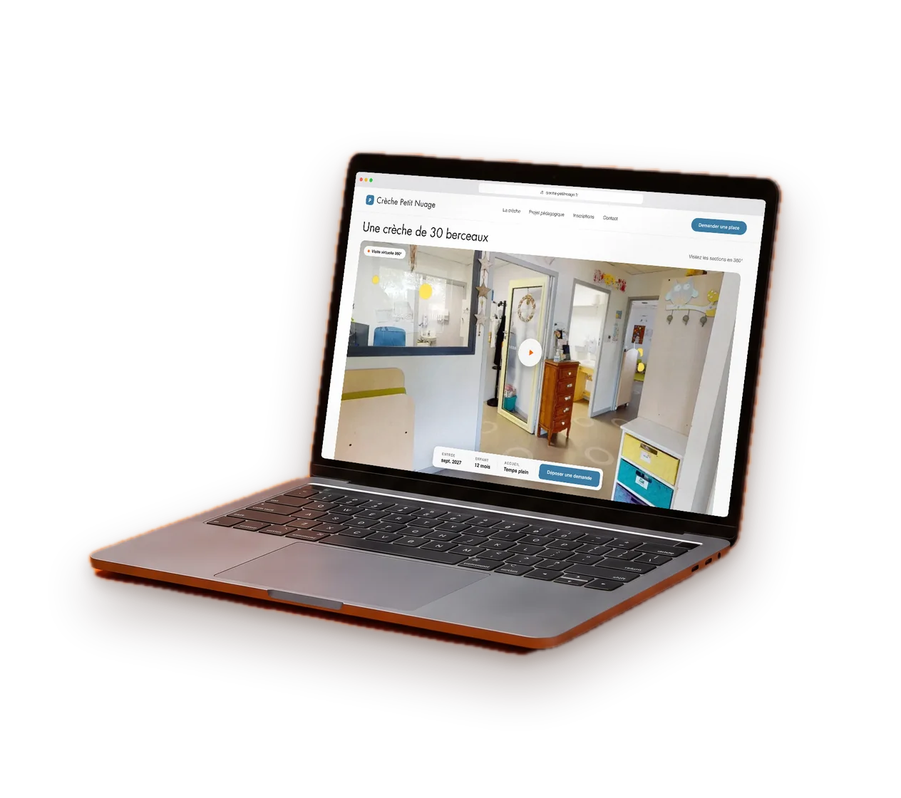 Laptop showing an organisation’s website with its virtual tour embedded