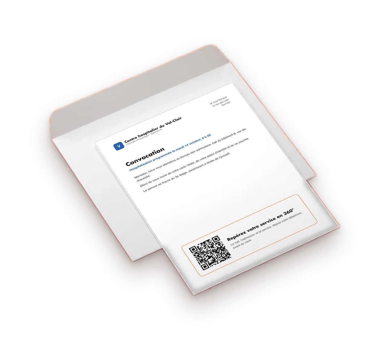 Printed letter with a QR code linking to the virtual tour
