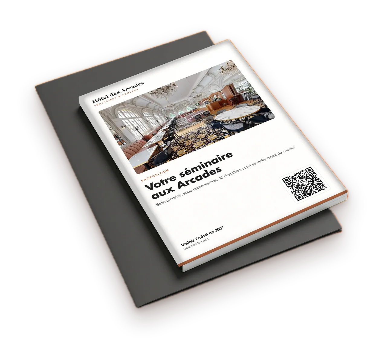Dossier de présentation imprimé avec un code QR vers la visite virtuelle