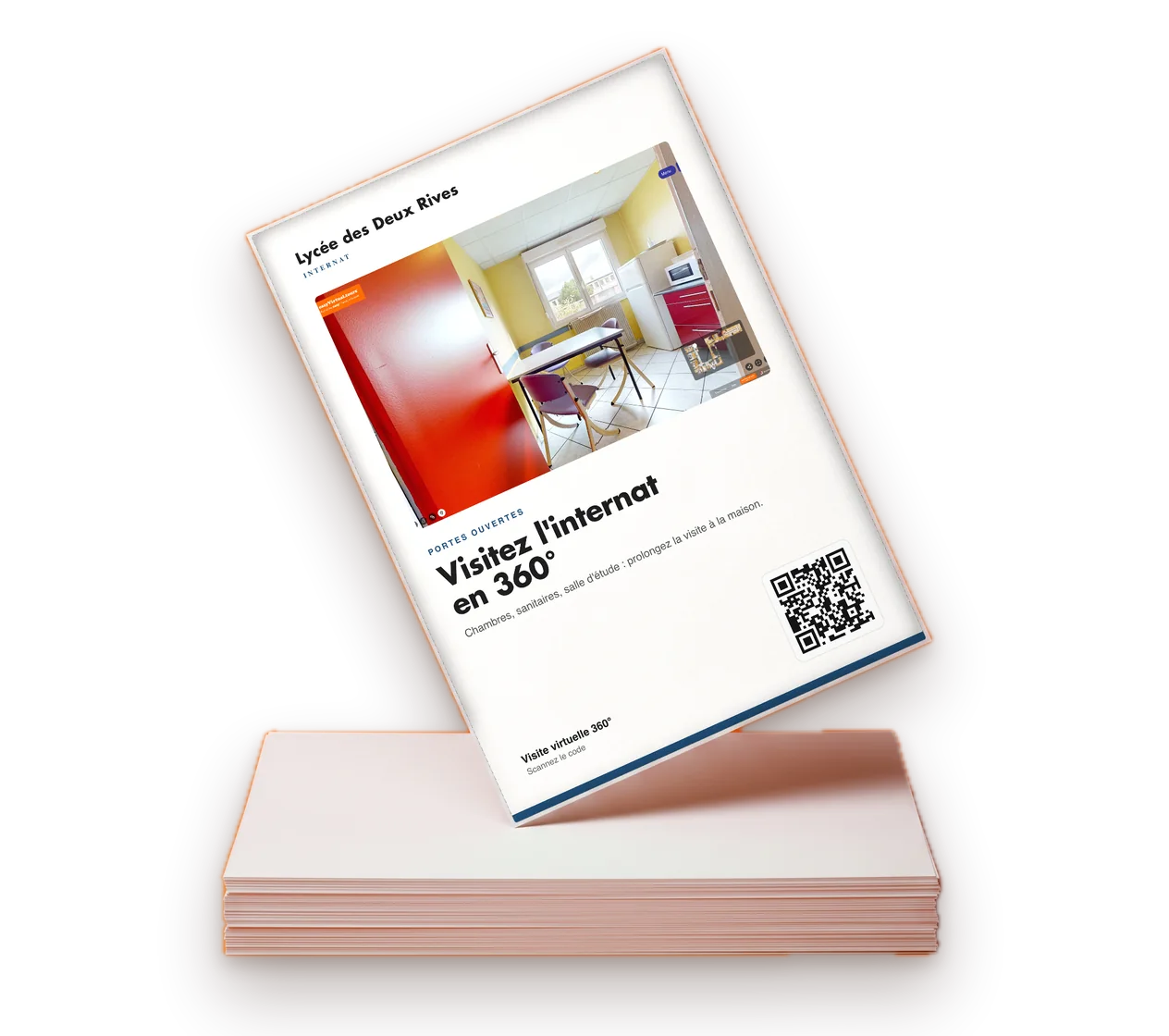 Brochure imprimée avec un code QR vers la visite virtuelle