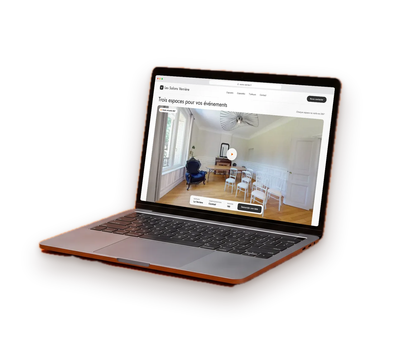 Laptop showing an organisation’s website with its virtual tour embedded