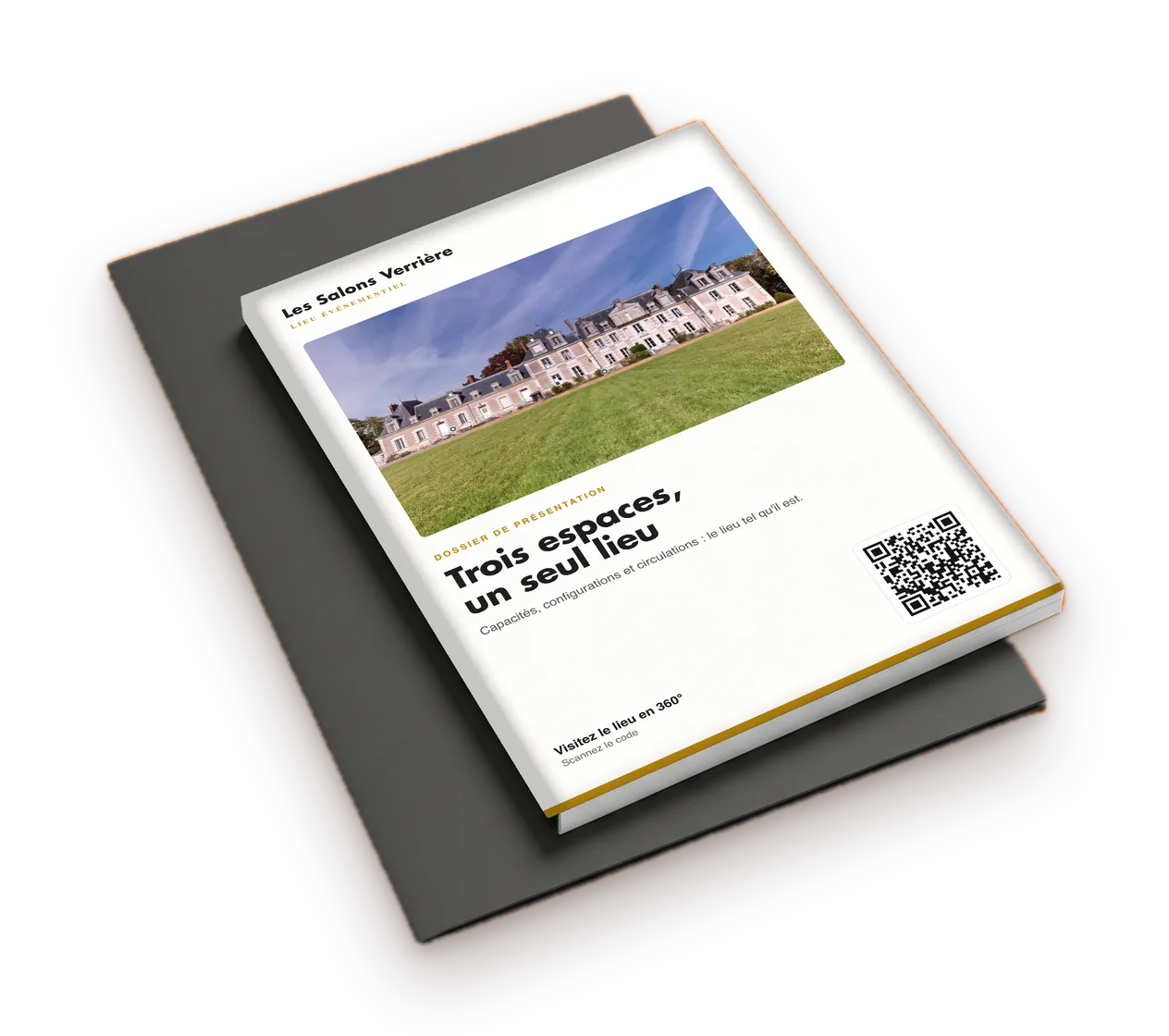 Printed presentation pack with a QR code linking to the virtual tour