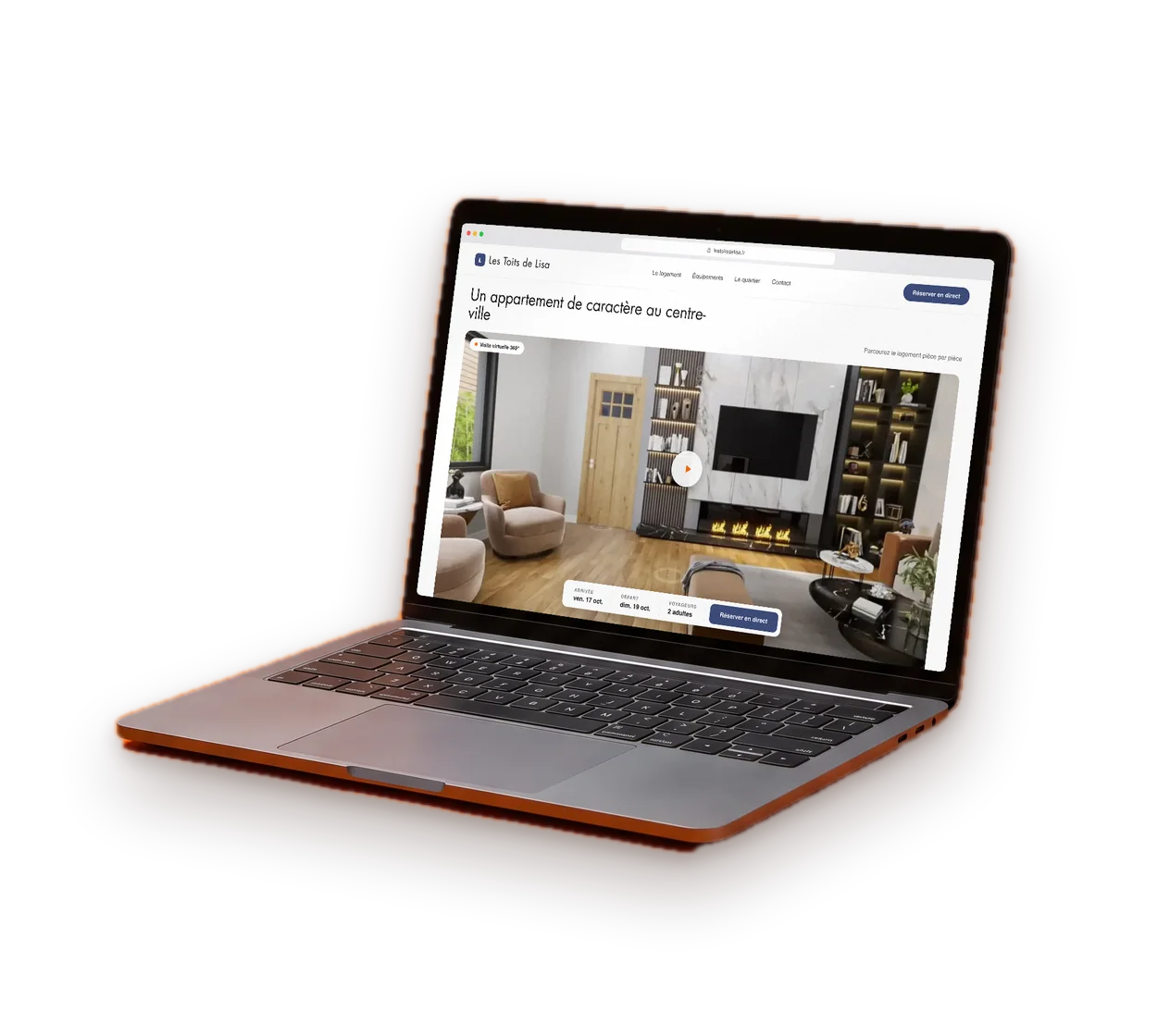 Laptop showing an organisation’s website with its virtual tour embedded