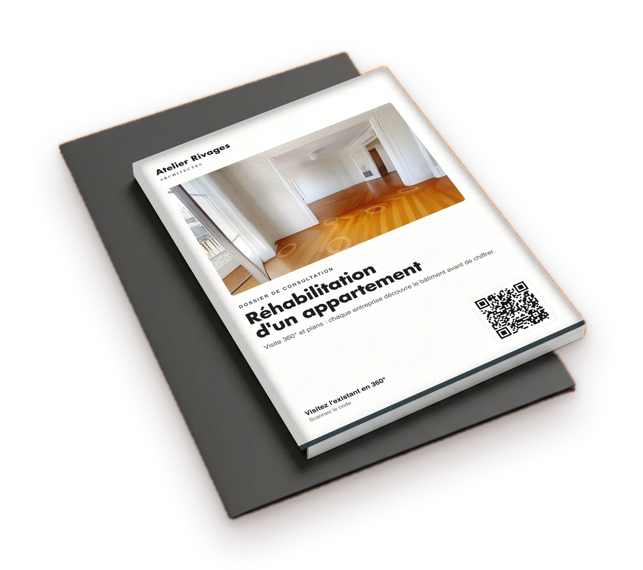 Dossier de présentation imprimé avec un code QR vers la visite virtuelle