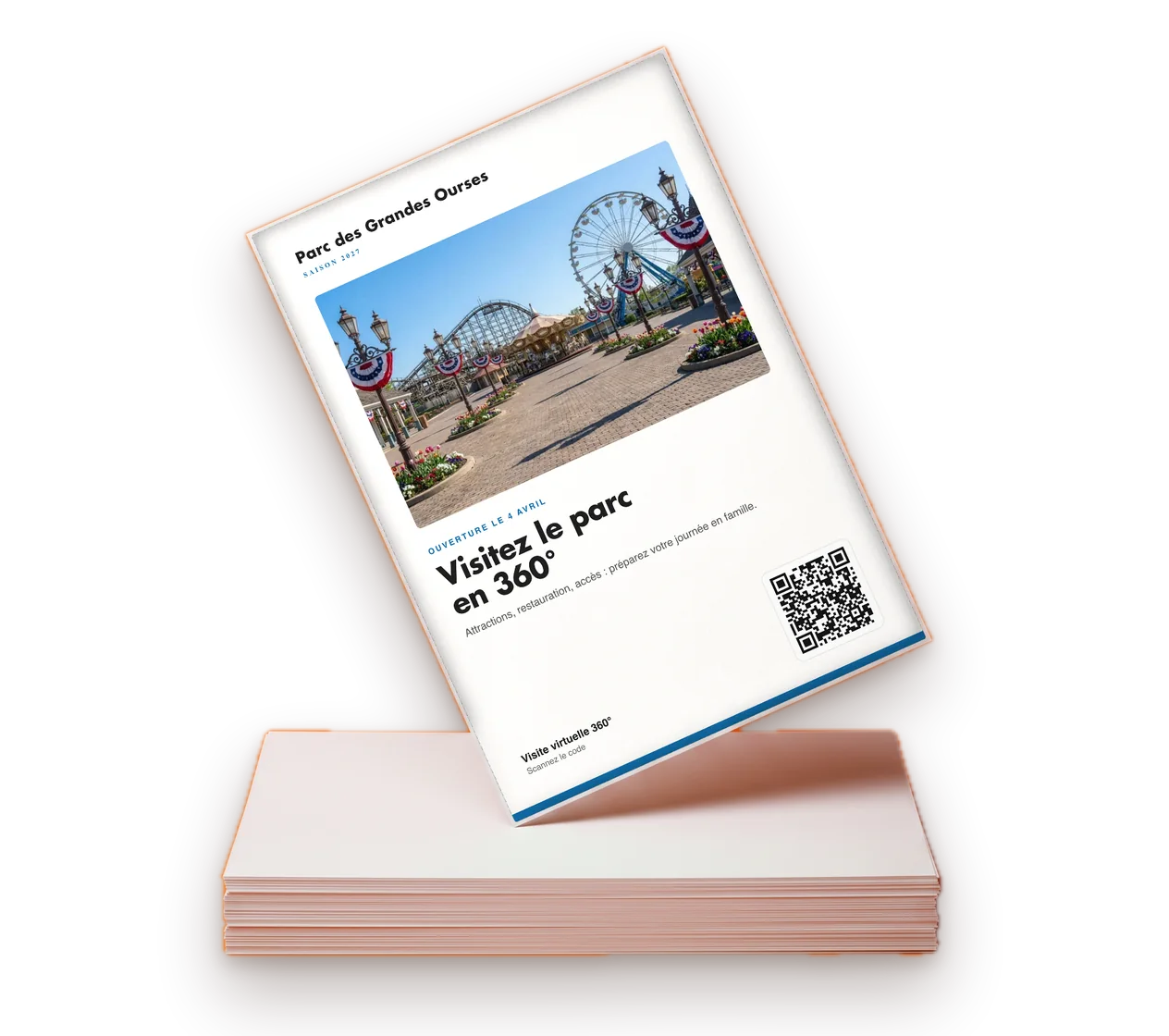 Printed brochure with a QR code linking to the virtual tour