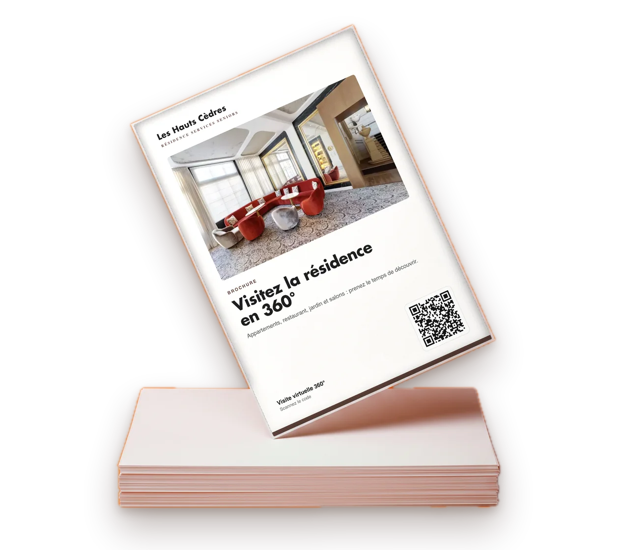 Brochure imprimée avec un code QR vers la visite virtuelle