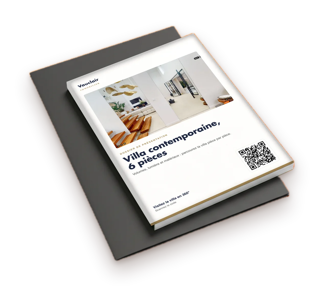 Dossier de présentation imprimé avec un code QR vers la visite virtuelle
