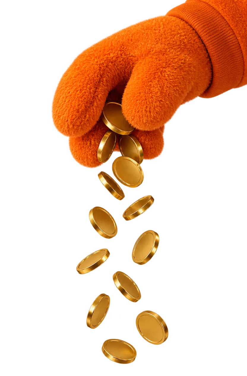 The easyVirtual.tours bear's paw dropping gold coins