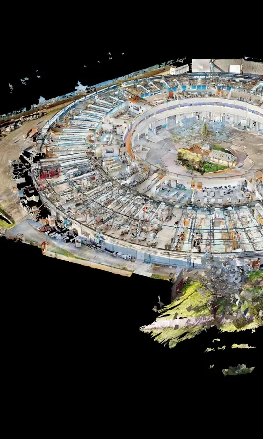 Point cloud of a building surveyed with a 3D scanner